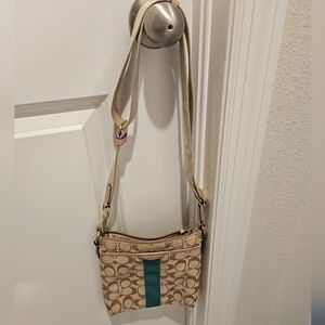Coach Tan and Teal Crossbody Bag